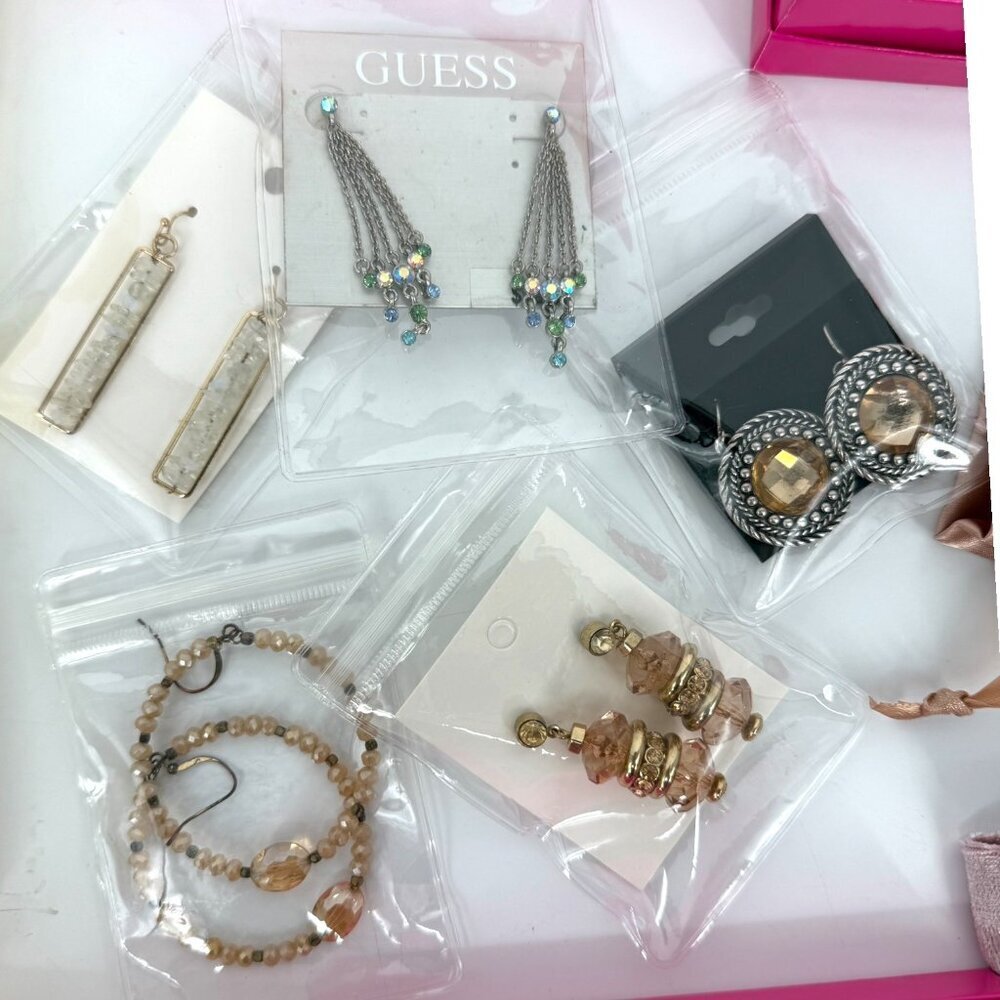 Jewelry Mixed Lot Wearable Earrings Necklace Bracelet Orange Pink Tone Boho - Picture 13 of 16